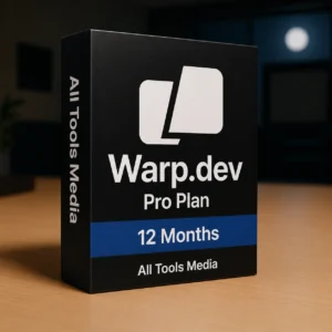 Warp.dev Pro Plan digital product thumbnail by All Tools Media for AI-powered developer terminal and coding productivity